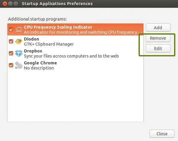 change start up applications Ubuntu 13.10