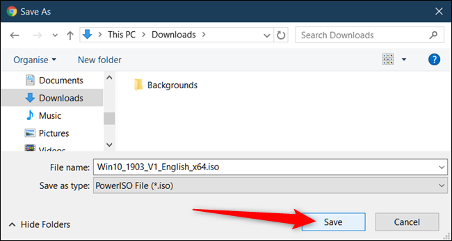 Select the folder you want Windows 10 to download to, and then click "Save."