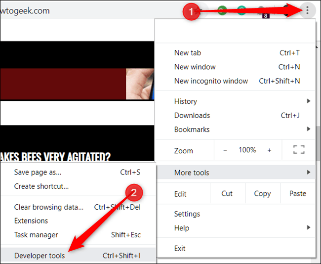 Click the three dots, point to More Tools, and then click Developer Tools.
